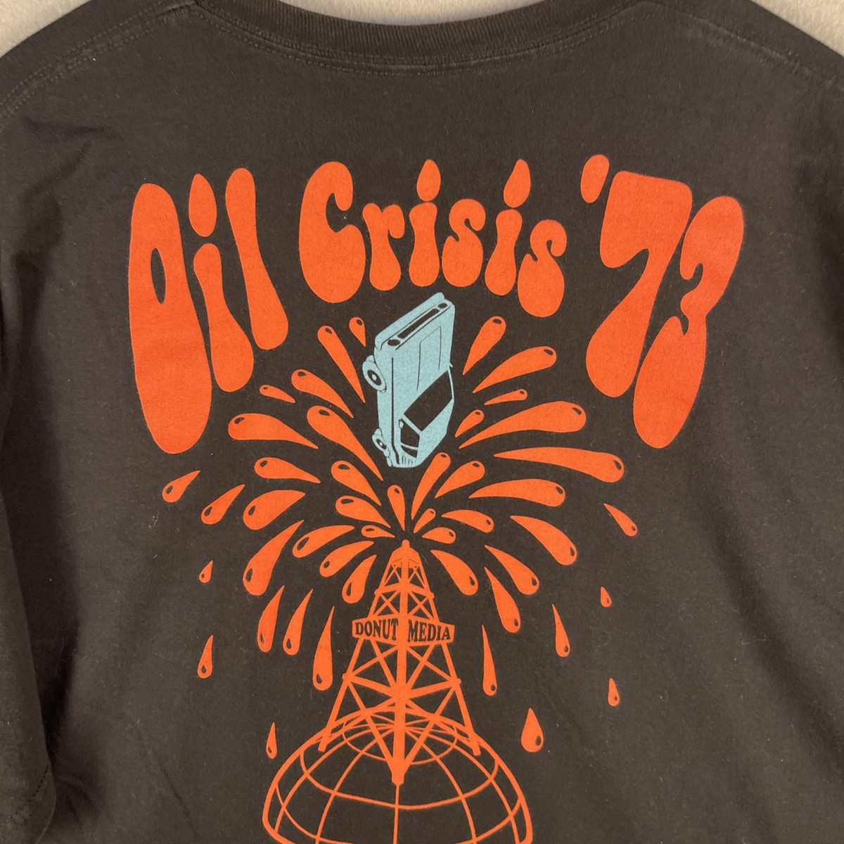 Donut Media T Shirt Men's 2XL Black Graphic Oil Crisis Tour '73
