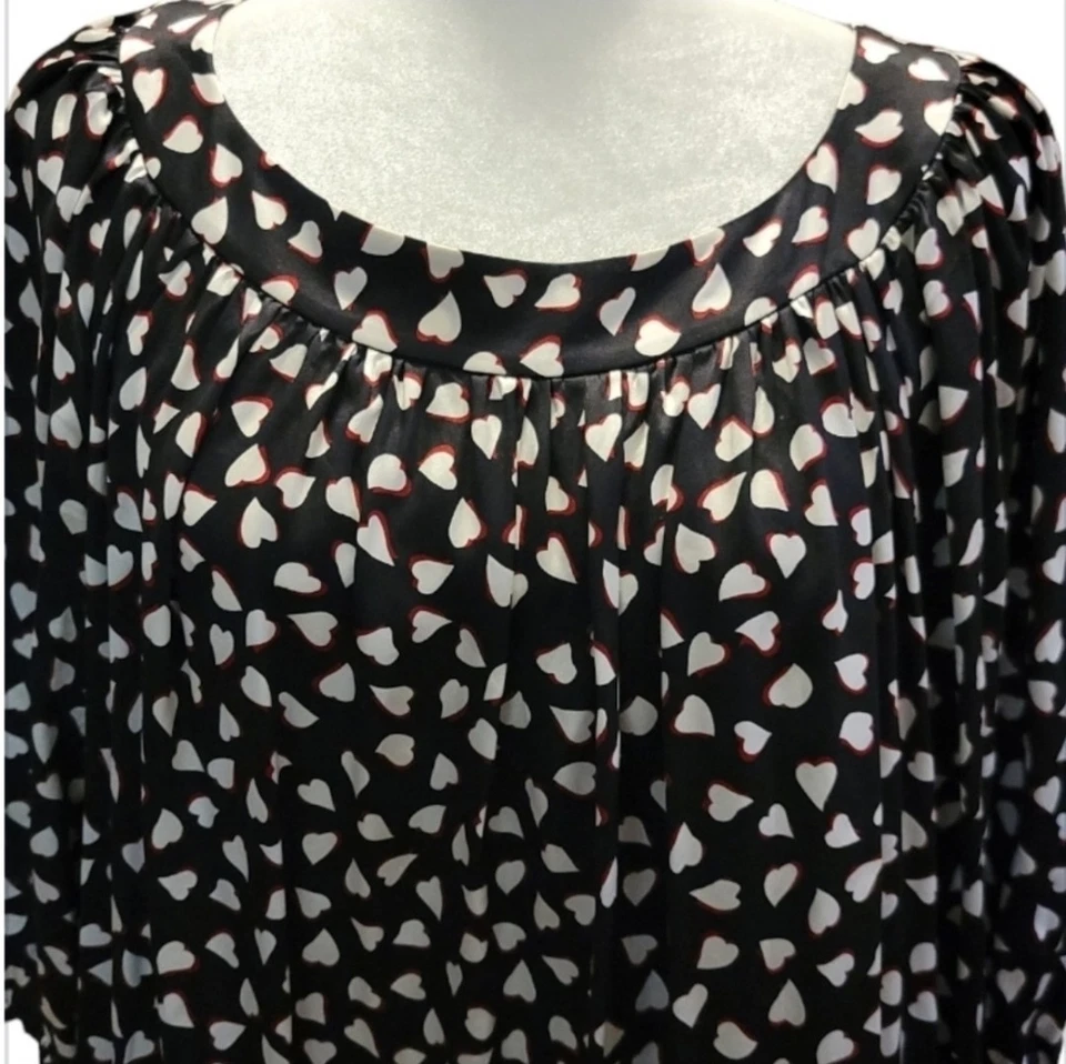 Vestido corazón blanco y negro mezcla seda DKNY vintage años 90. Talla 14 Foto 4 de 4