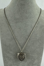 Vintage Faberge Heart Locket Necklace Pendant Watch Womens Silver Tone Marcasite