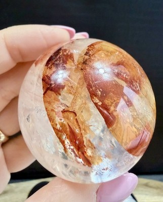 Kristall Hämatoid Feuer Quarz Kugel Regenbogen heilen meditieren spirituell 5cm 182g
