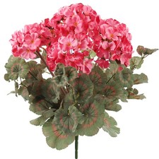 3-Pack Pink Real-Touch Artificial Geranium Bushes, 18" UV Water Resistant F...