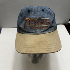 Vintage Denim Texas Longhorn Strap Back Hat Made In USA Distressed