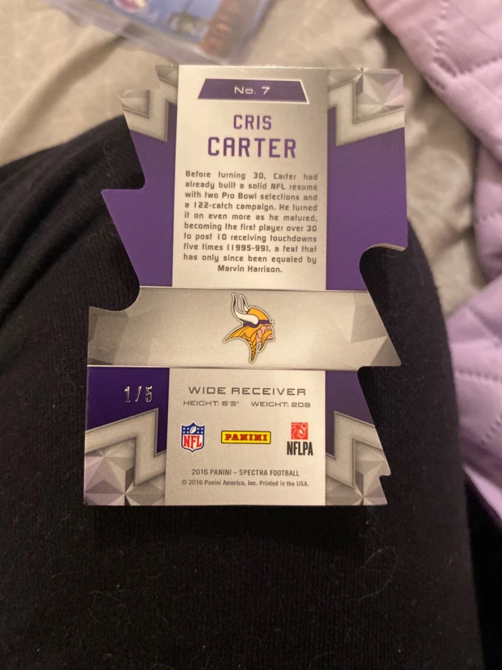 2016 Panini Spectra - Cris Carter #7 Neon Pink Die-Cut /5 - Image 2 of 2