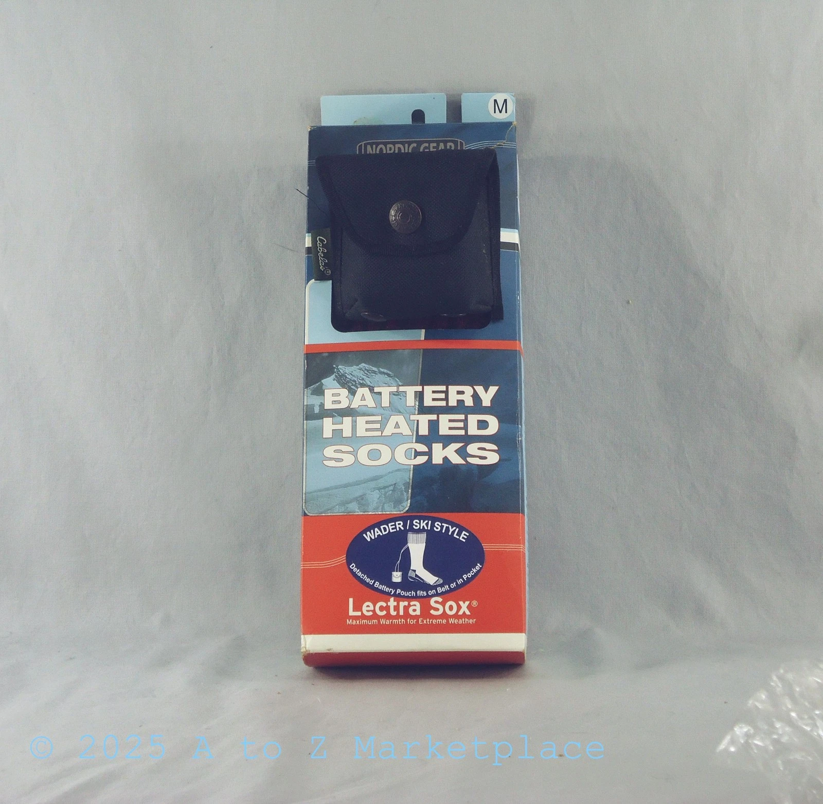 Nordic Gear Battery Heated Socks Medium Grey/Maroon Lectra Sox Wader/Ski NOS NIB