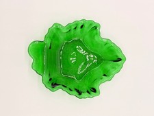 Anchor Hocking 1950s Emerald Green Glass Maple Leaf Candy Dish 8 In.