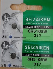 Japan Made Battery for Seiko 1N00 Movement. SR516SW Pack of 2 Seizaiken 317