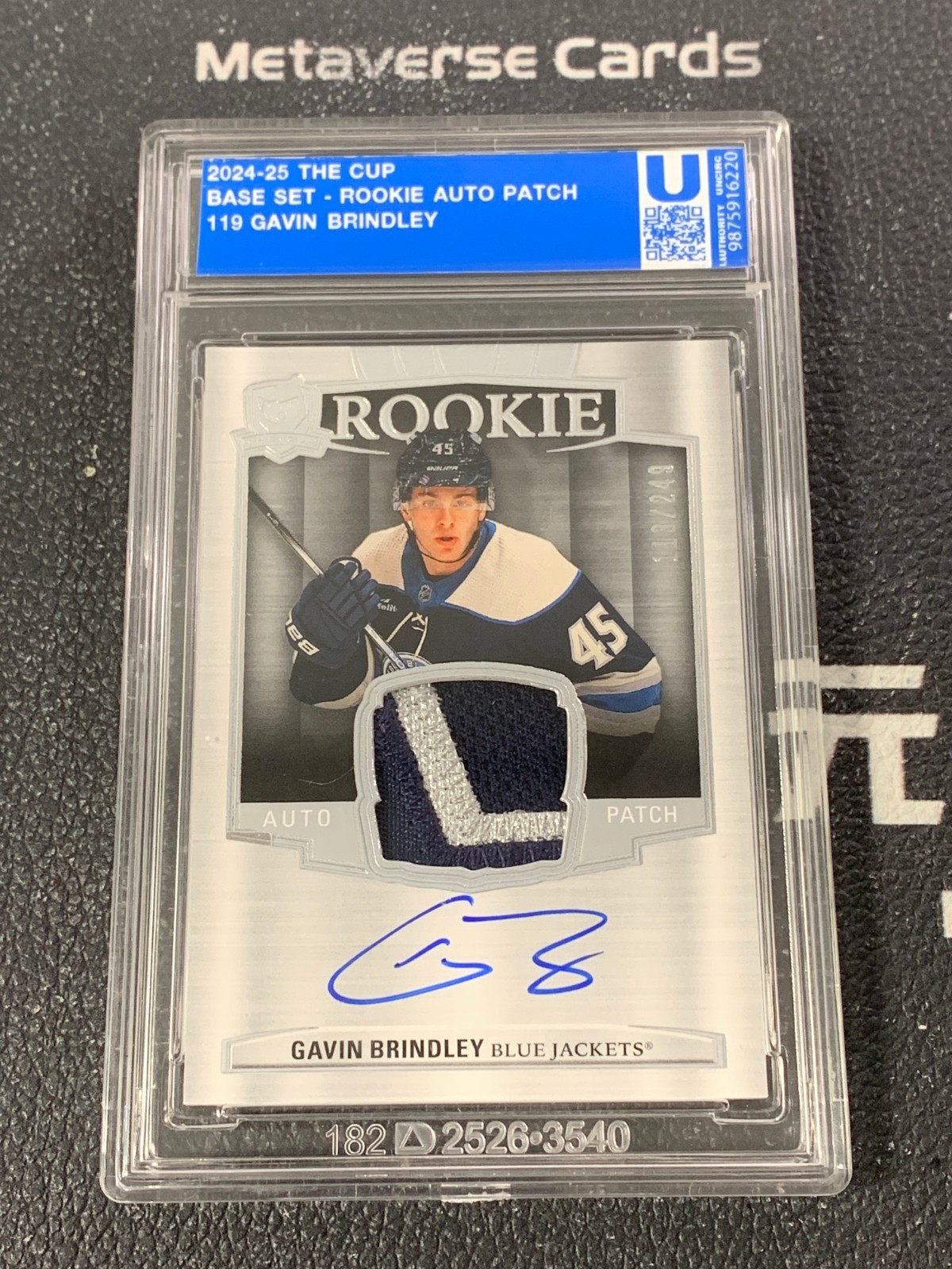 2024-25 UD The Cup Hockey Rookie Patch Autograph #119 RC Gavin Brindley 113/249