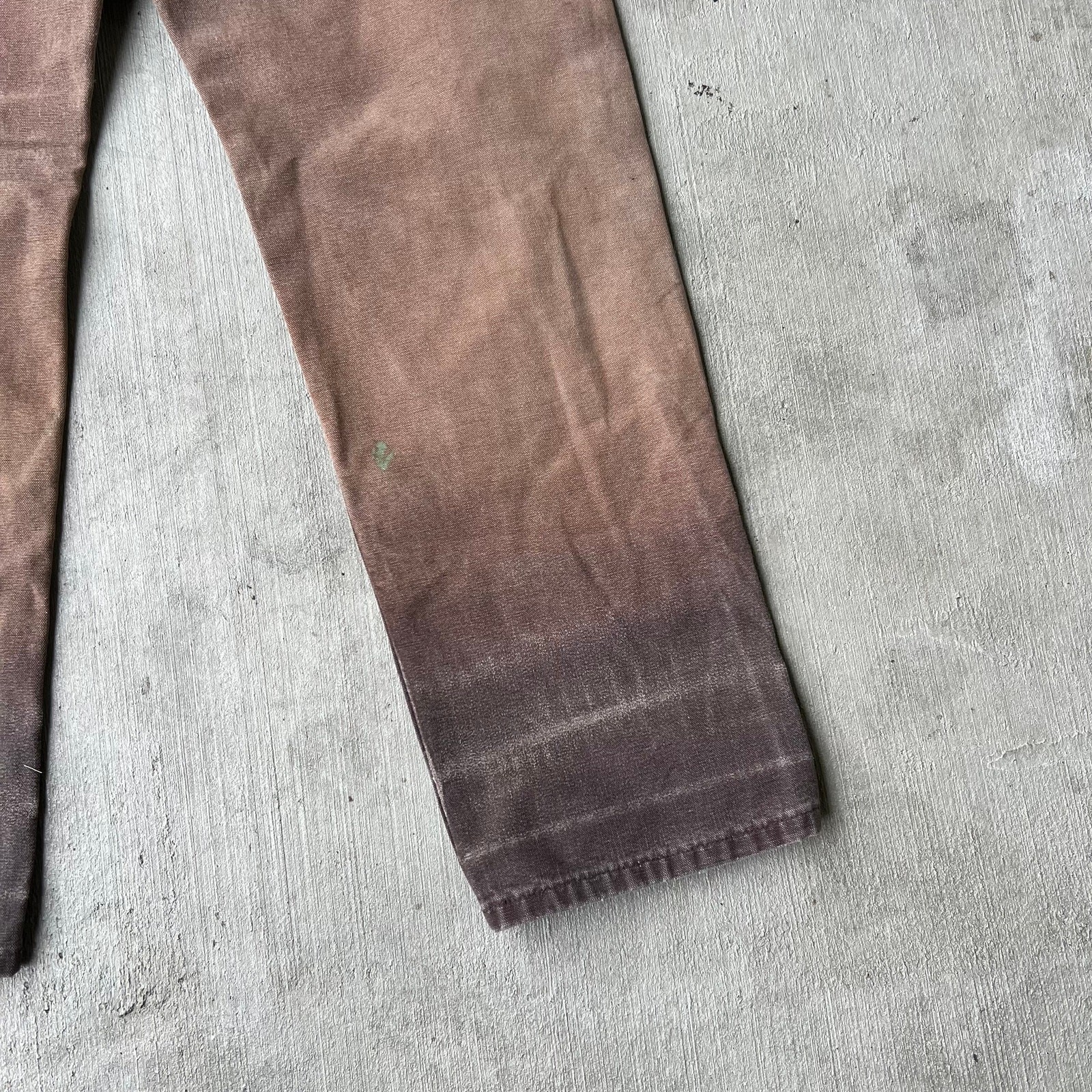 Carhartt brown faded thrashed double knee work wear carpenter pants thumbnail 9