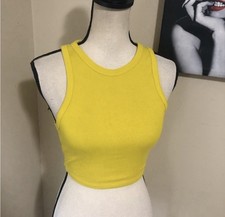 Zara Ribbed Yellow Tank Top Cropped Size Small Women  s
