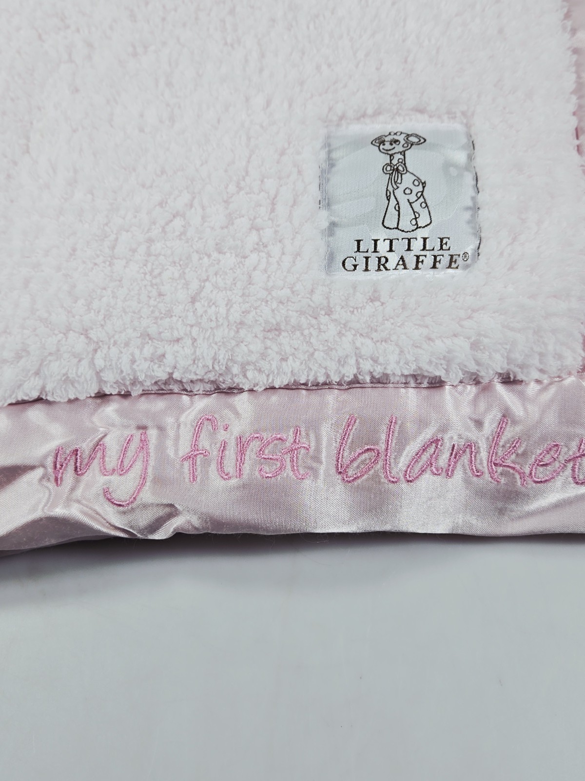 Little Giraffe Pink Baby Blanket Security Plush Satin My First Blanket Soft 
