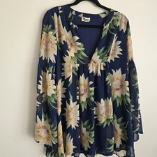 Show Me Your MUMU SunFlower Tunic Floral Layered Baby Doll Silhouette Top Large