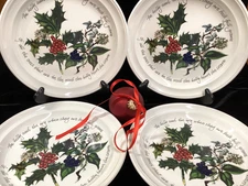 (SET OF 4) Portmeirion HOLLY AND THE IVY Christmas 8.5" Salad Plates ~EXCELLENT
