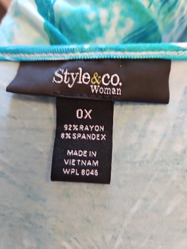 Style & Co Macy's Women's Green Tropical V-Neck Sleeveless Beach Dress SZ 0X - Picture 9 of 9