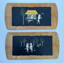 ROMANCE OF FIFI & PEPE 2 TRAYS SCENE 1 & 2 FRENCH POODLE TRAY 1952 KENTLEY DOG