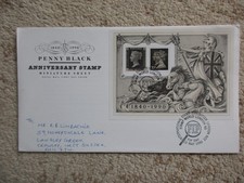 1990 PENNY BLACK ANNIV MIN SHEET GPO COVER, NATIONAL STAMP EXHIB, FIP DAY H/S