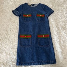 GUCCI Dress 2022 Collection Indigo Blue A-Line Cotton Size M