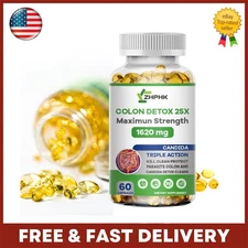 Colon Detox Cleanse Parasite Candida 60 Capsules Natural Herbal Supplement USA