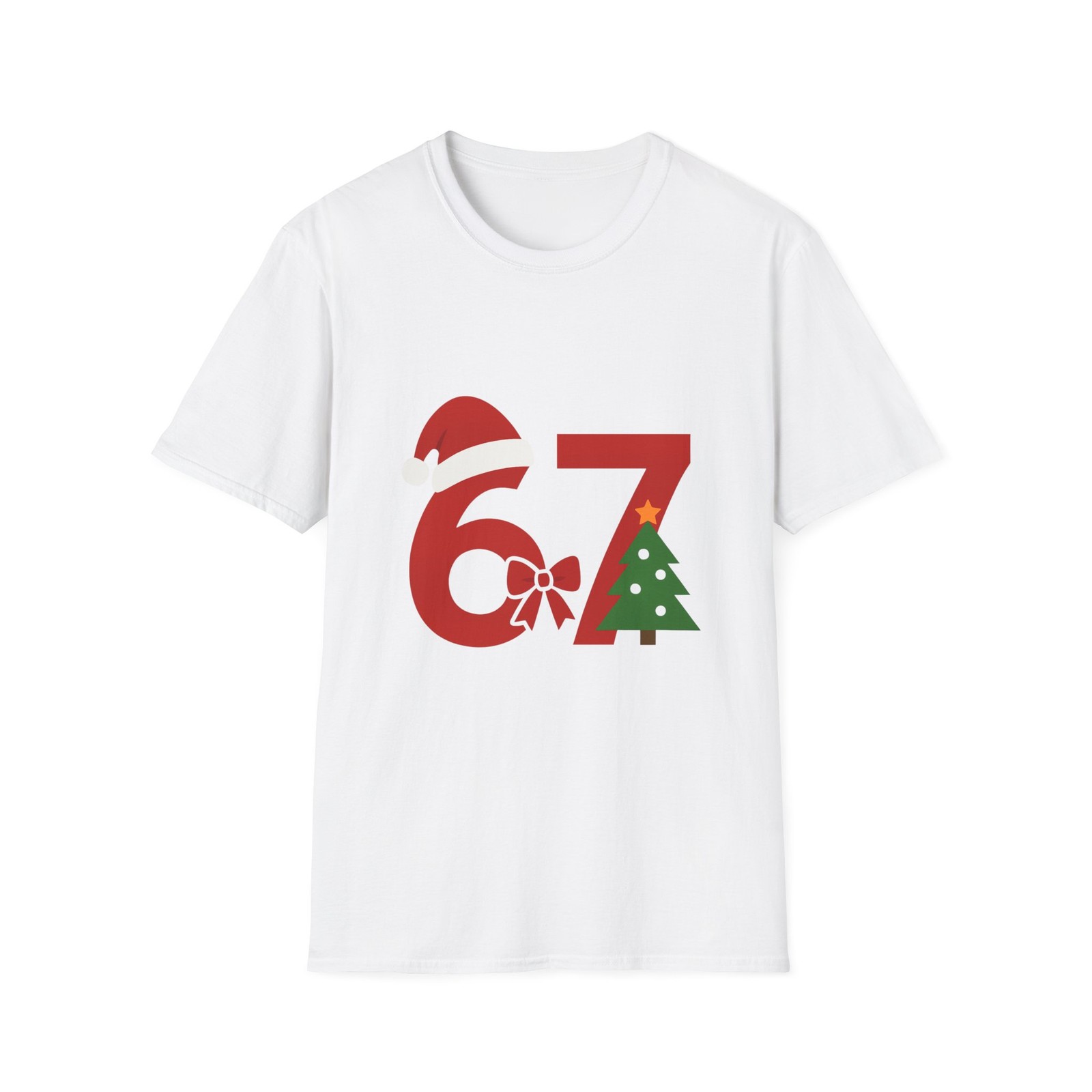 Christmas Bold Number 67 T-Shirt | Minimal Numeric Graphic Tee
