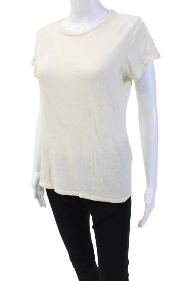 Perfect White Tee Womens Short Sleeve Scoop Neck Knit Tee Shirt White Medium - Image 2 of 4