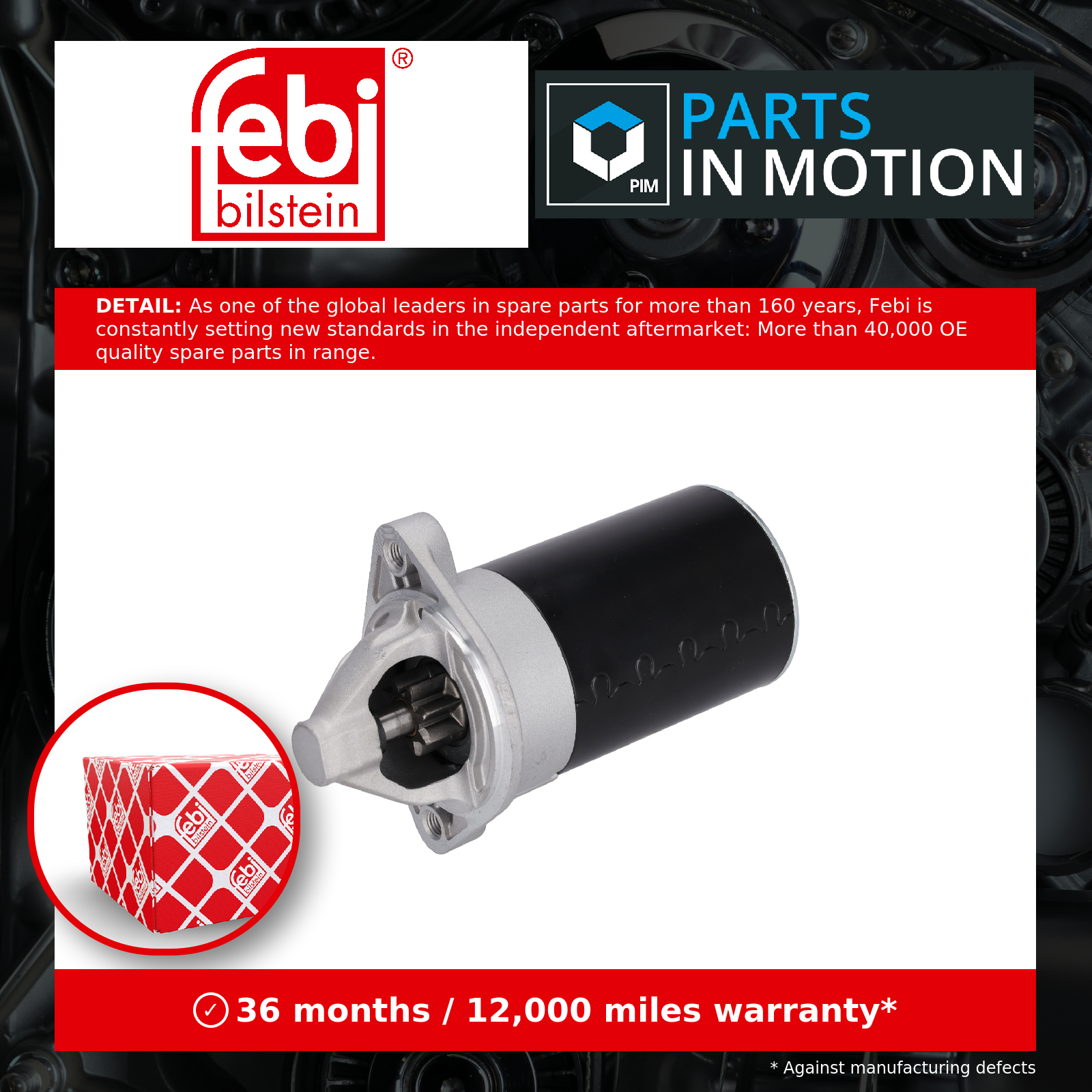 Starter Motor fits KIA RIO Mk3 1.2 11 to 12 G4LA 3610003100 3610003400 Febi New - Image 6