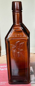 DOYLE'S HOP BITTERS 1872 AMBER BOTTLE NEAR MINT