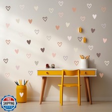 72psc Boho Heart Wall Stickers Girls Bedroom Removable Wall Decals Nursery Ki