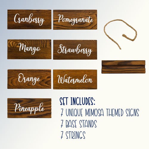 Rustic Wood Drink Signs 7pc Mimosa Set Perfect for Parties and Events- Darware - Picture 5 of 8