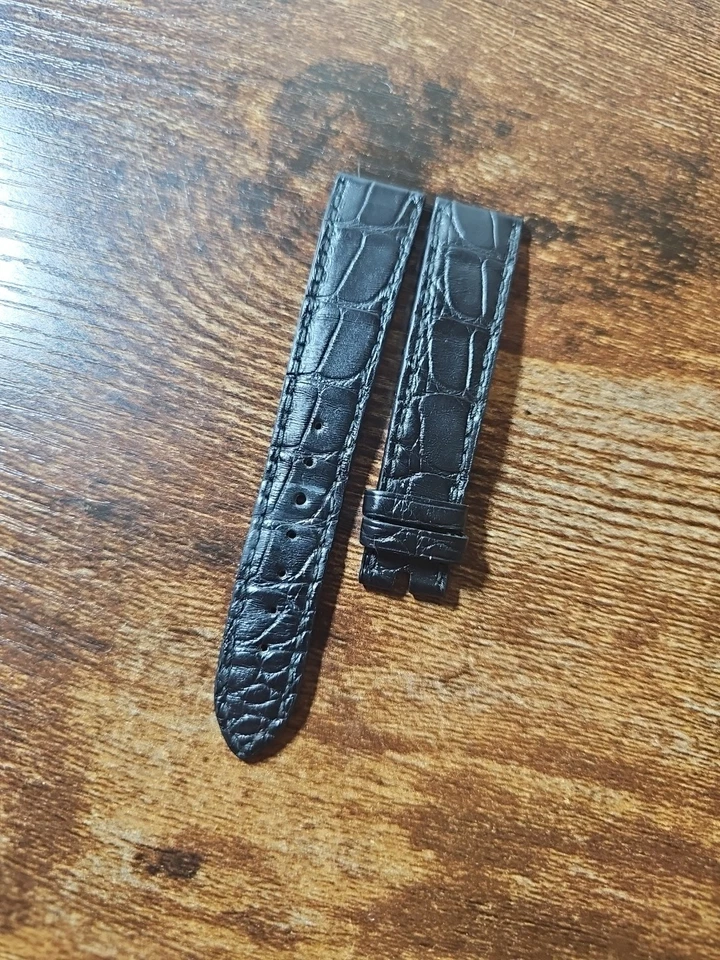 Auténtica correa de cuero de cocodrilo negro OEM Chopard 19/16 mm Foto 3 de 4