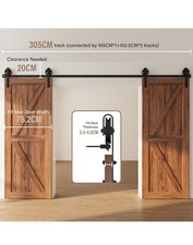 WINSOON 10FT/305cm Sliding Door Track Wardrobe Barn Door Track Kit Carbon Steel.