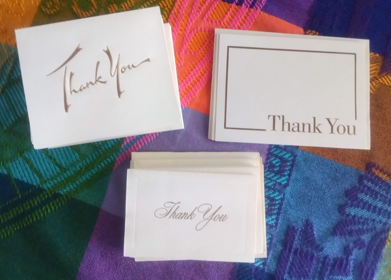 Lot of 20 THANK YOU Note Cards w/Envelopes Three Styles White with Gold