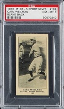 1916 M101-5 Sporting News #189 Carl Weilman PSA 8 St. Louis Browns
