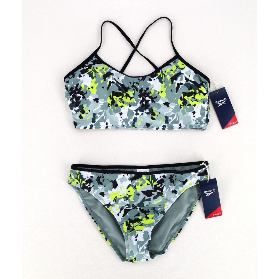 Bikini Bralette deportivo estampado de píxeles Reebok para mujer Top/Inferior Traje de baño Talla XL Foto 3 de 4