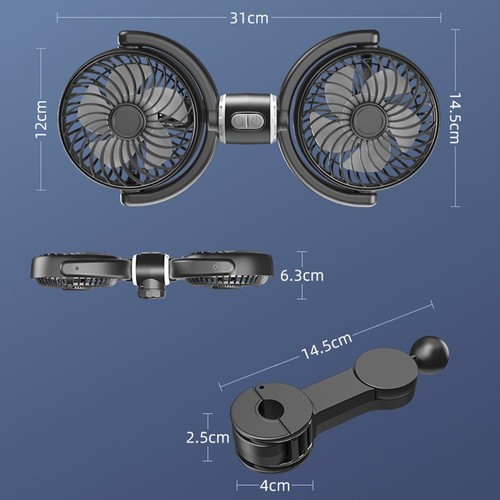 Car Seat Fan 3 Speed Fan 360-degree Adjustment Easy To Carry Five-leaf Turbofan - Picture 6 of 10