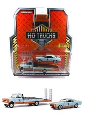 Greenlight 33180A 1/64 HD Trucks Gulf '67 Chevy C-30 Ramp Truck & Camaro Diecast