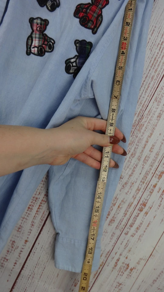 Denim Republic Denim Shirt Womens Size Large Light Wash Casual Teddy Bear Print - Image 3 of 4