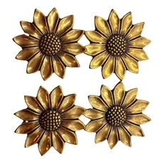 Vintage Sunflower Brass Button Covers