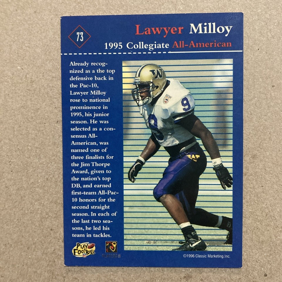 1996 Lawyer Milloy Classic 73 Washington Huskies Football Card eBay