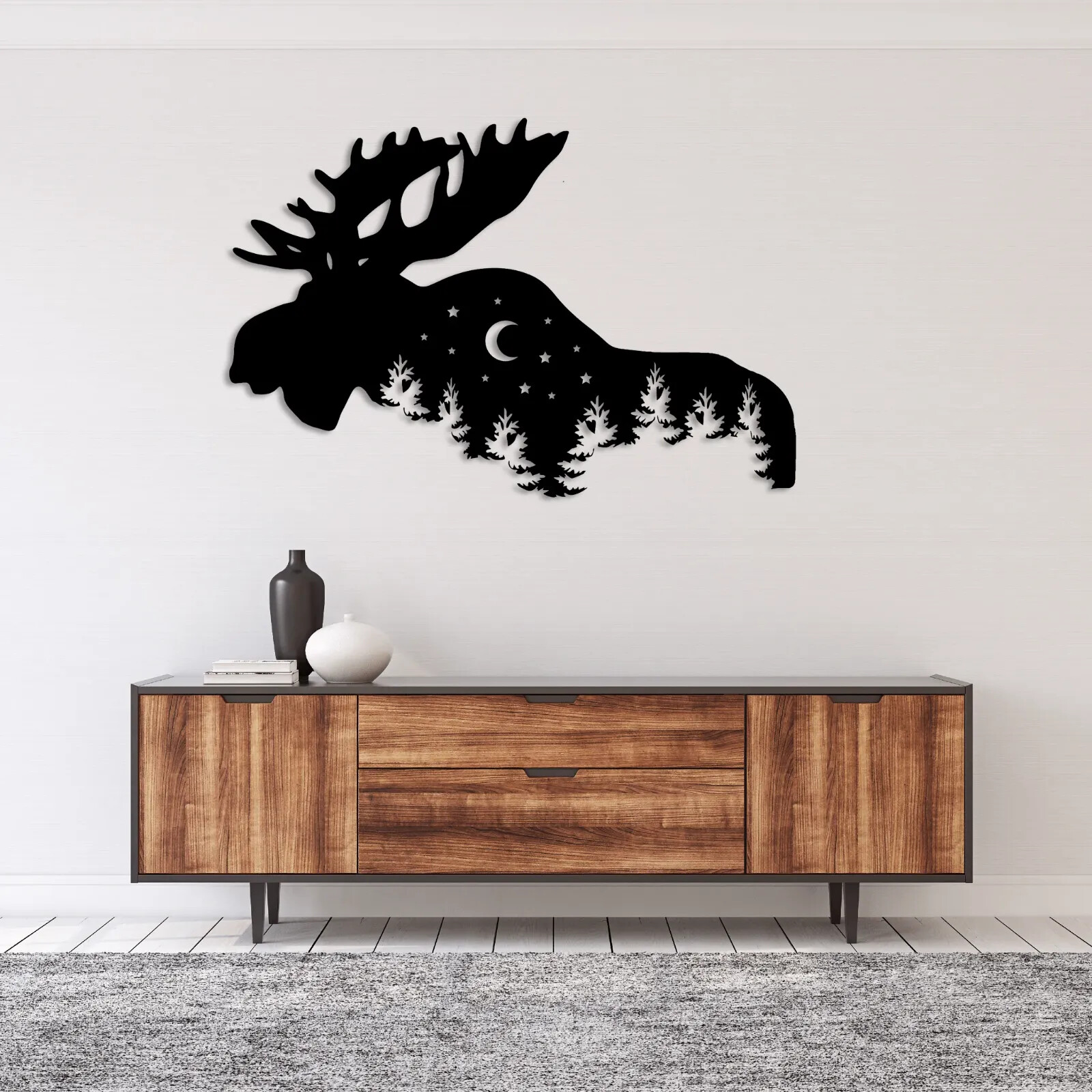 3D Metal Acrylic Moose Silhouette Wall Art USA Home Decor-image