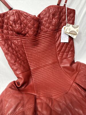 JUST CAVALLI レザードレス JUST CAVALLI BY ROBERTO CAVALLI DRESS RED LEATHER LACE-UP Sz