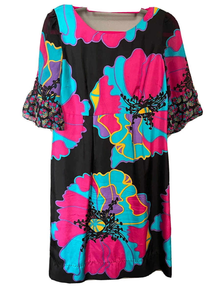 PHOEBE COUTURE DRESS Vivid Color SILK Size 0 Cartoon eBay