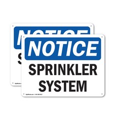 (2 Pack) Sprinkler System OSHA Notice Sign Decal Metal Plastic
