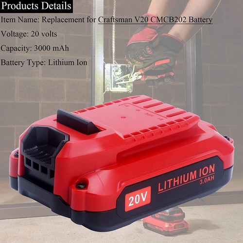 2Packs 20V V20 6.0Ah For Craftsman 20Volt MAX Li-ion Battery & CMCB104 Charger - Picture 12 of 16