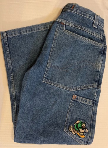 JNCO FlameHead Jeans Youth Size 18 Embroidered Big Pockets Fast USPS Ship