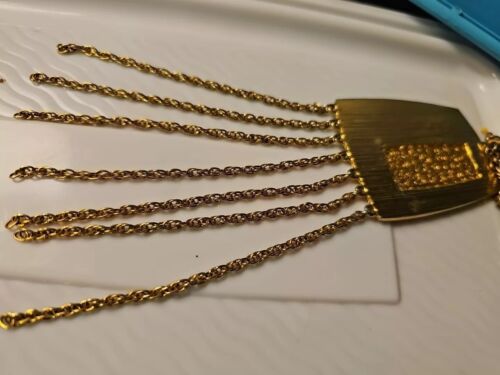 Collana con ciondolo grande tono oro vintage, anni 80, dichiarazione! - Foto 3 di 5