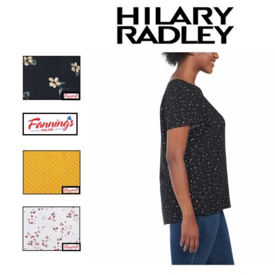 Hilary Radley Ladies' Printed V Neck Blouse Short Sleeve | A11