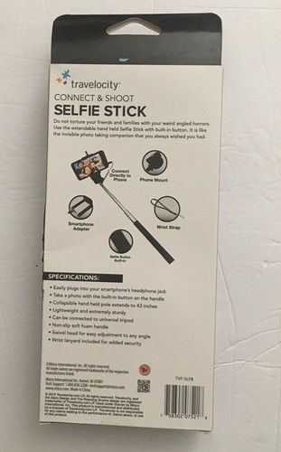 Travelocity Selfie Stick - Connect and Shoot - Black - Picture 2 of 2