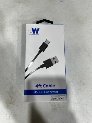 Just Wireless 4' TPU Type-C to USB-A Cable - Black