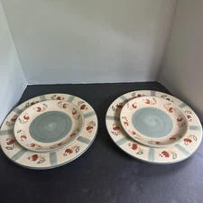 KIC Brushes Tuscany Spice Hand Painted 2 Dinner Plates 2 Salad/Dessert Plates.