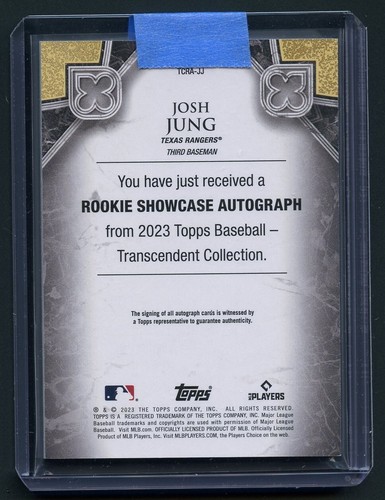 2023 Topps Transzendent Josh Jung RC Rookie signierte Karte Auto Texas Rangers - Bild 2 von 2