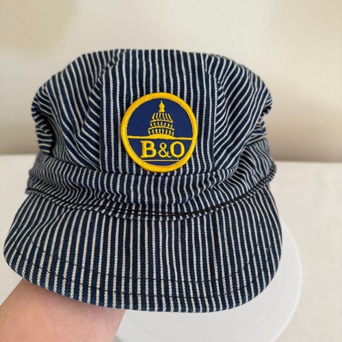 Railroad Striped Engineer Costume Hat Size Kids to Pre-Teen Small B&O Train - Picture 13 of 13